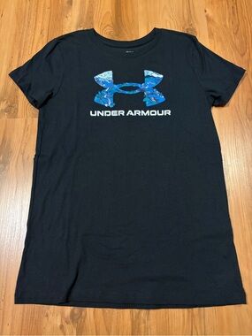 Under Armour Black Tee with Light Blue Graphic